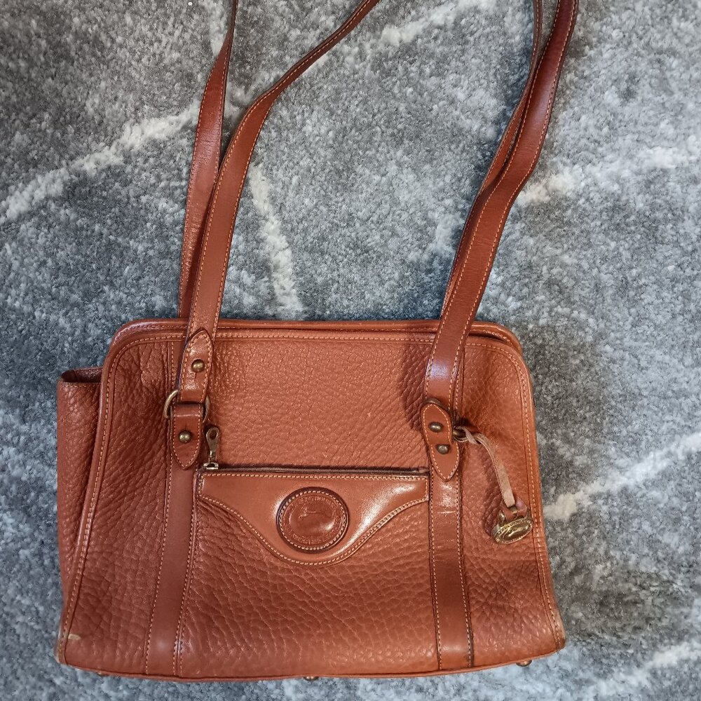 Vintage chestnut all weather leather dooney and bourke satchel bag boho